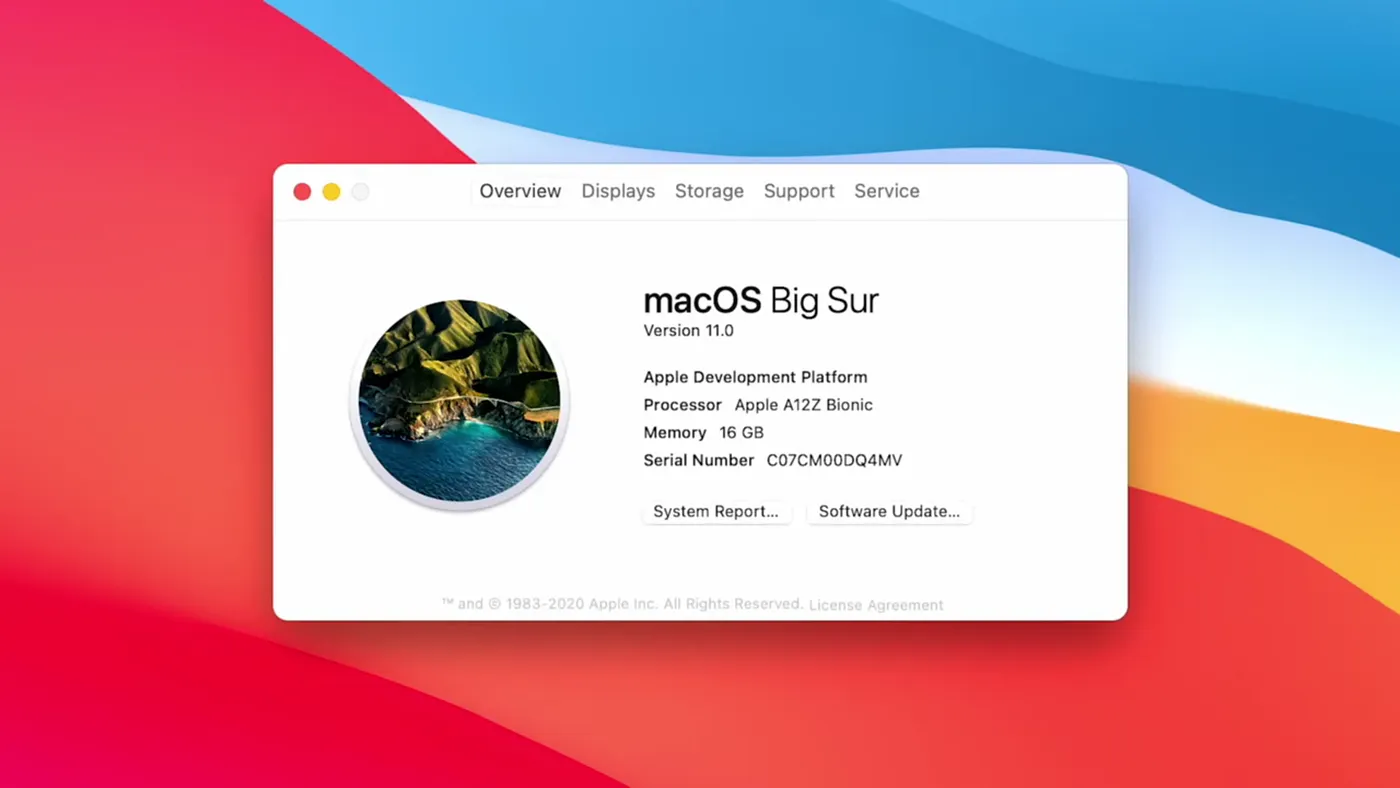 Apple showing an under-development Apple-based Mac computer in their WWDC 2020 live broadcast in June. Note the “Processor” field showing an Apple processor.